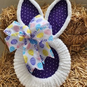 Purple Spring/ Easter Bunny Wreath with Bow.